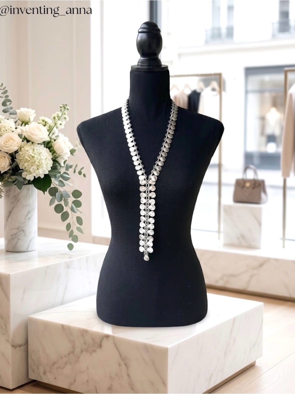Elegant Silver-Toned Y-Drop Necklace wHammered Steel Accents